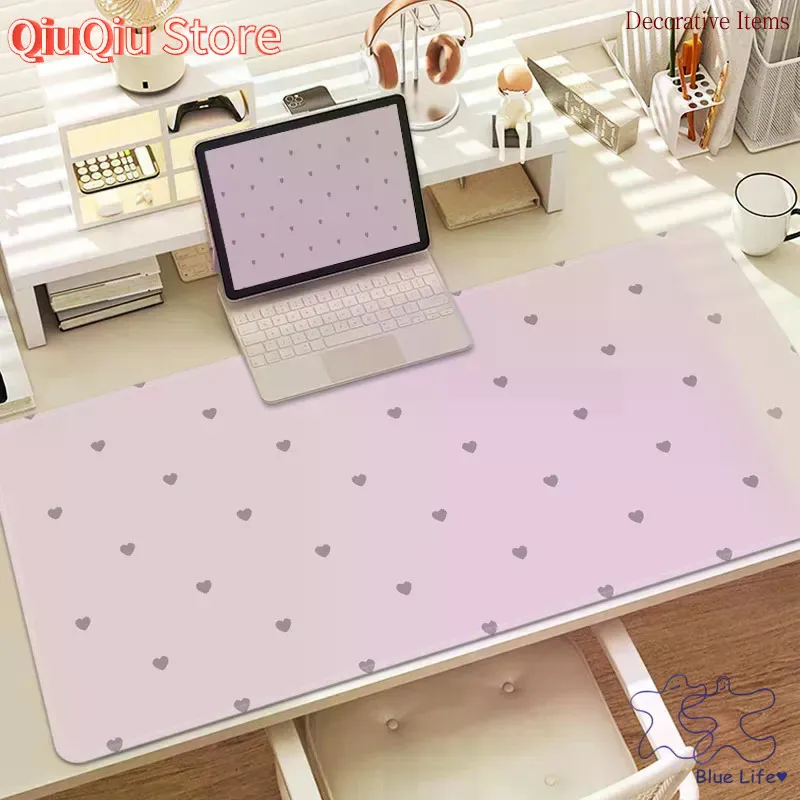 Cream Style Simple Love Polka Dot Mouse Pad Extra Large Girl High-looking Office Computer Keyboard Pad Student Desk Non-slip Wea