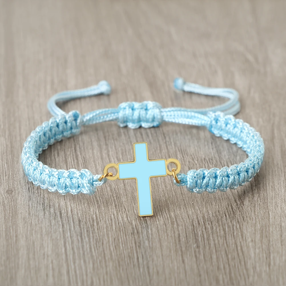 More Color Jesus Cross Pendant Braided Bracelet Women Men Handmdae Healing Couple Bangles Friendship Pulsera Jewelry Gift