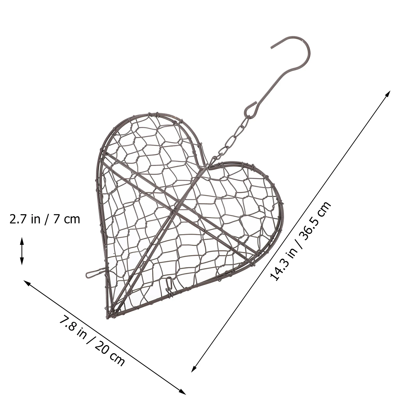 

Plant Hanging Basket Wall Plant Holder for Indoor Outdoor Use Heart Shape Iron Frame Pot Decor Iron Hanging Planter