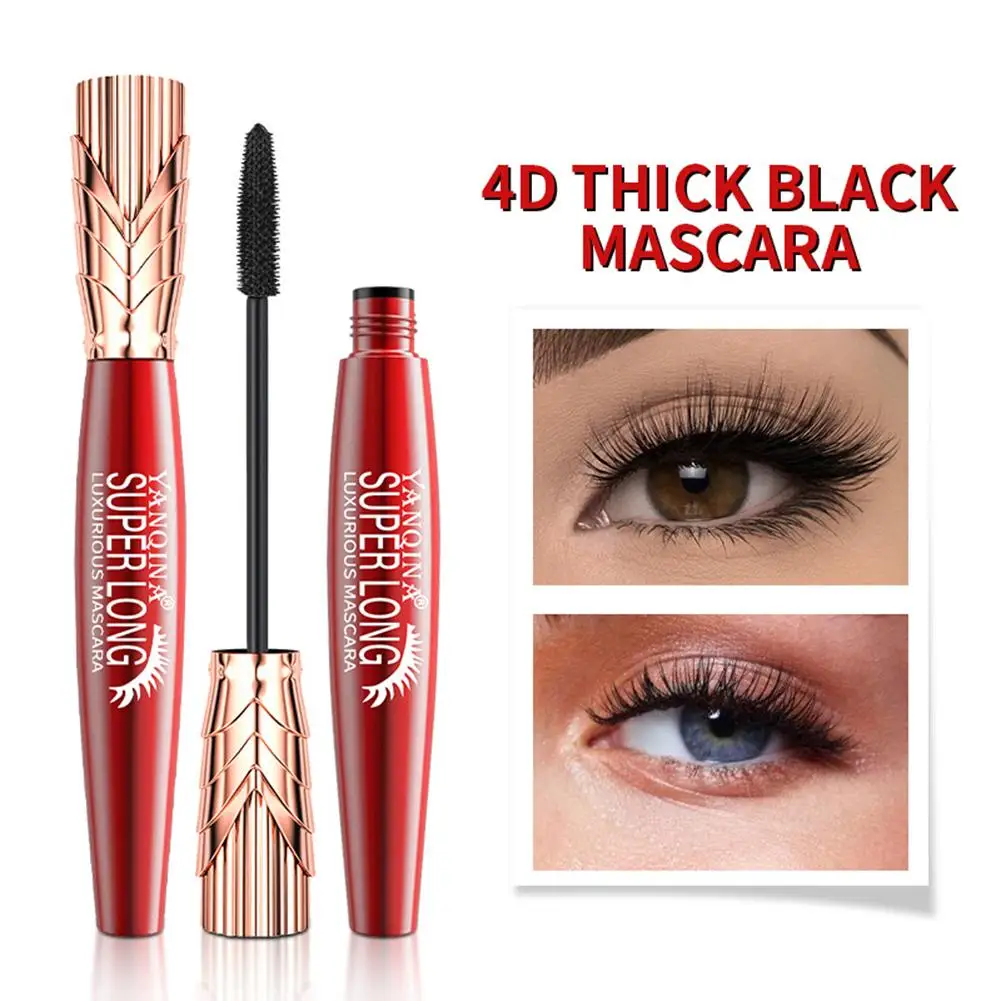 4D Silk Fiber Mascara, impermeável alonga a extensão dos cílios, preto, sem manchas, alongamento Volume, cosméticos