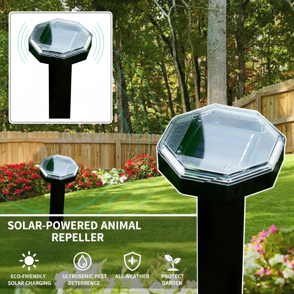 Repelente Ultrasónico de Aves con Energía Solar para Jardín, Repelente de Ratones, Serpientes y Animales Pequeños, Ecológico, Duradero y Resistente a la Intemperie