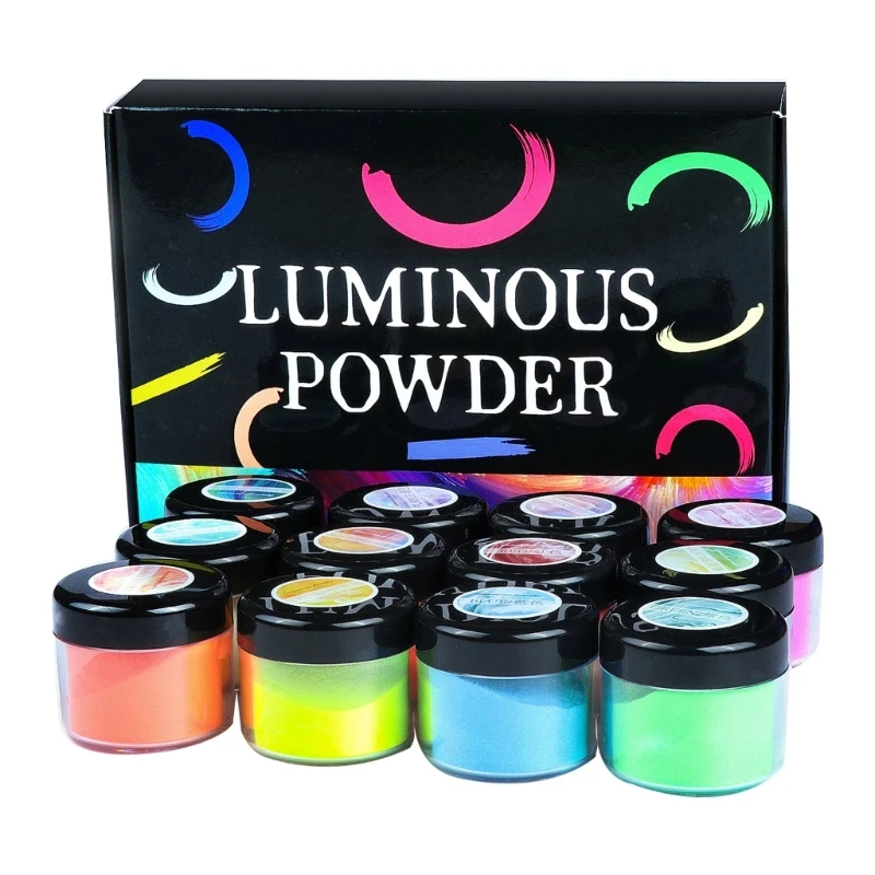 12Color Color Glow in The Dark Pigment Powder Luminous Colorant for Epoxy Resin Halloween Party DIY Art Paint