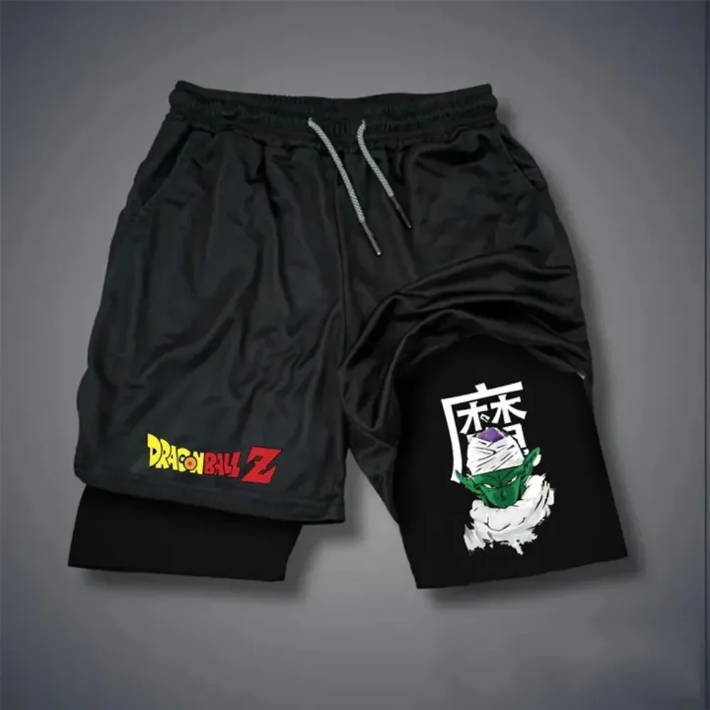 

Dragon Ball Men's 2-in-1 Double Layer Shorts Vegeta Japan Anime Summer Autumn Sports Running Sweatpants Fake Two-Piece Shorts