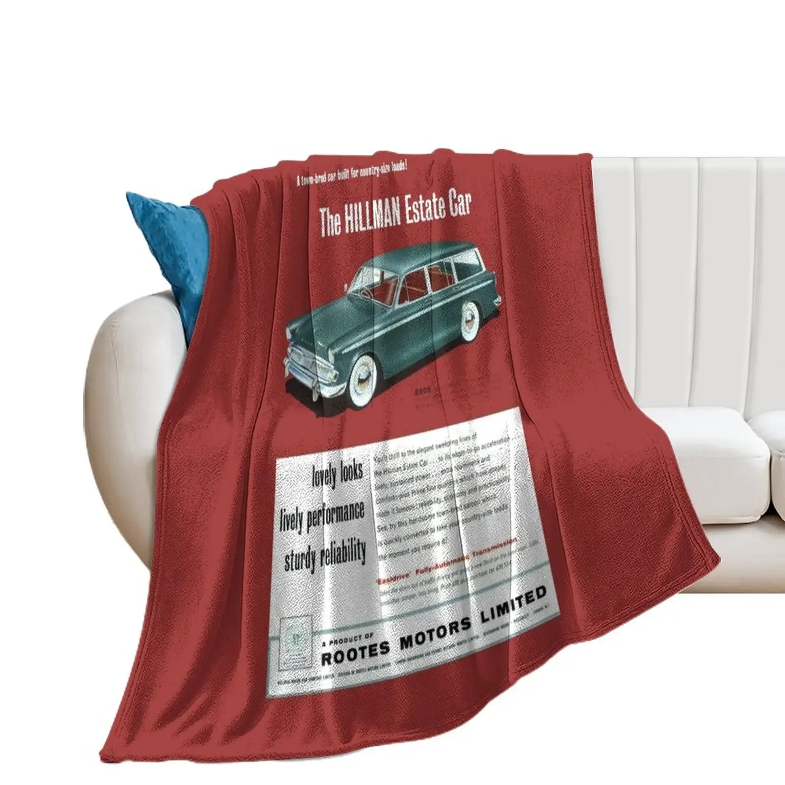 

1960 HILLMAN ESTATE CAR - ADVERT Throw Blanket Bed linens valentine gift ideas Luxury Throw Blankets