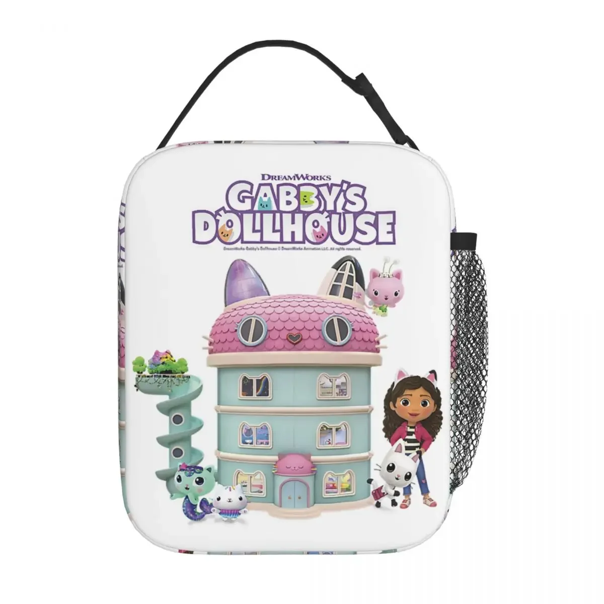 Gabbys Dollhouse Animation Anime Logo Insulated Lunch Bags for Women Portable Thermal Cooler Food Lunch Box Kids School Children