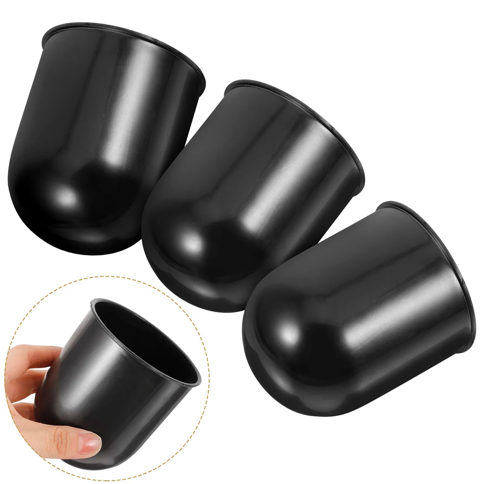 

3pcs Toilet Brush Cup 86x100mm Black Round Plastic Holder Bathroom Cleaning Tool Container Household Brush Storage