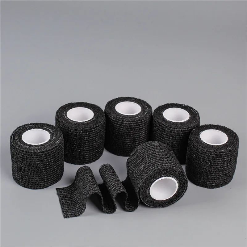 Wholesale Rolls Black Disposable Cohesive Tattoo Grip Tape Wrap Elastic Bandage Rolls For Tattoo Machine Grip Accessories Supply