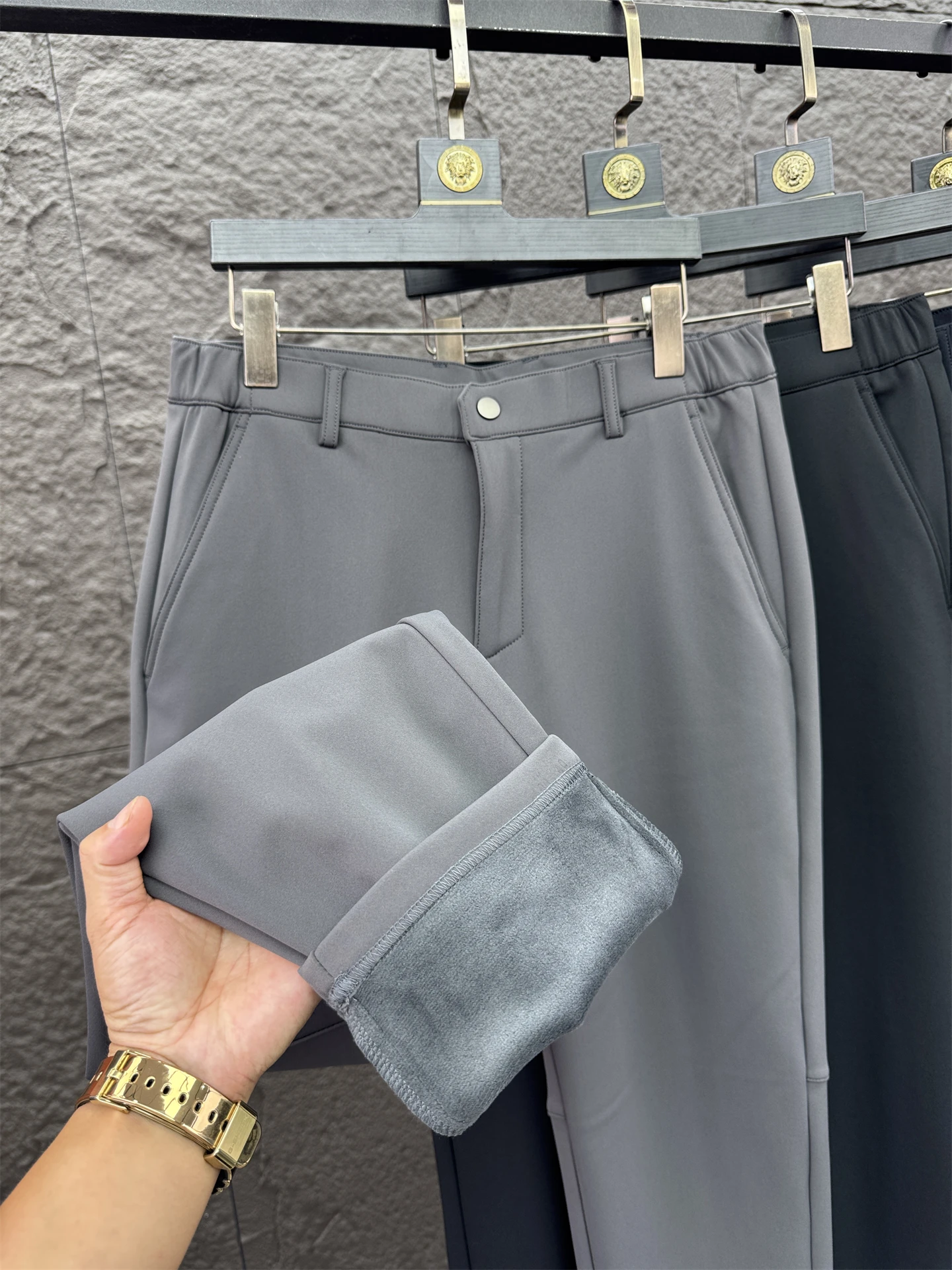 

Мужские повседневные брюки с термобелье на подкладке, облегающие брюки для поездок на работу, однотонные прямые брюки, осенне-зимняя функция