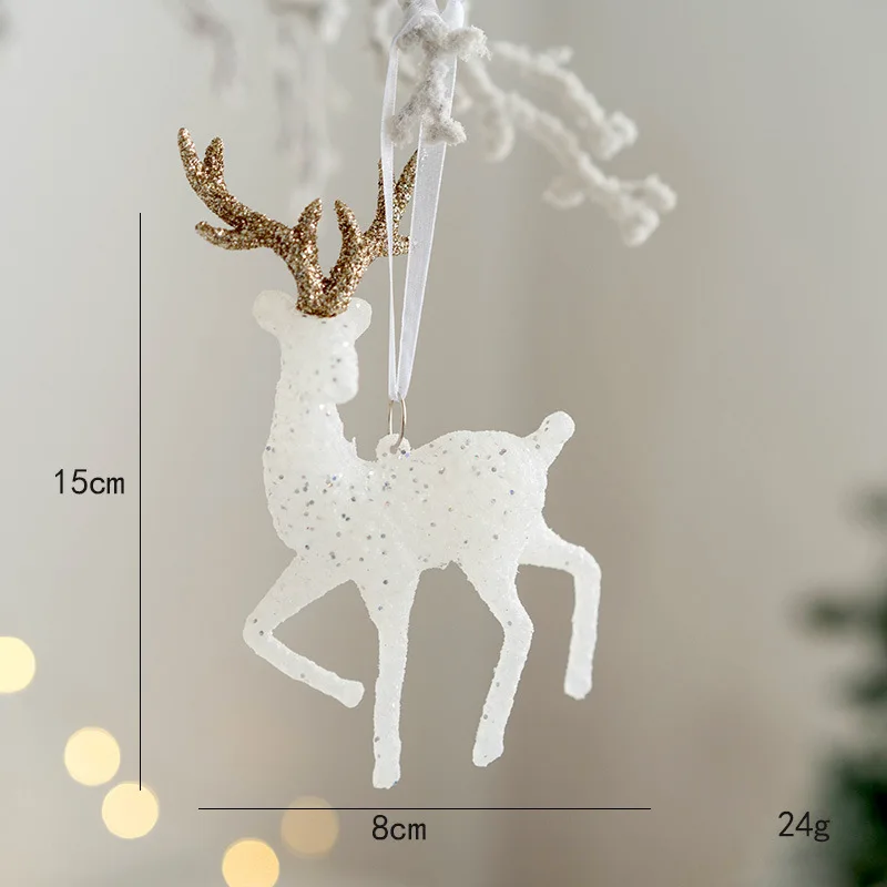 Christmas Tree Hanging Ornaments Snowflake Angel Deer White Pendants Navidad New Year Party Home Xmas Tree Decorations Kids Toys