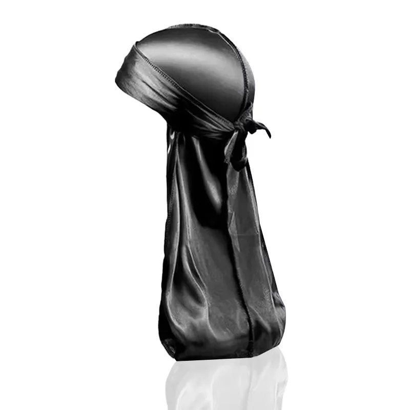 1-4Pcs Unisex New silk Bandana Turban Hat Men Breathable Long Tail For Men Durags Pirate Hat Headband image 6