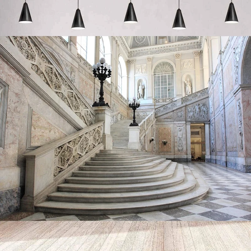 Luxurious Palace Photography Backdrop Italy Retro Medieval Castle Stairway Background Wall Banner Poster Birthday Party Decor