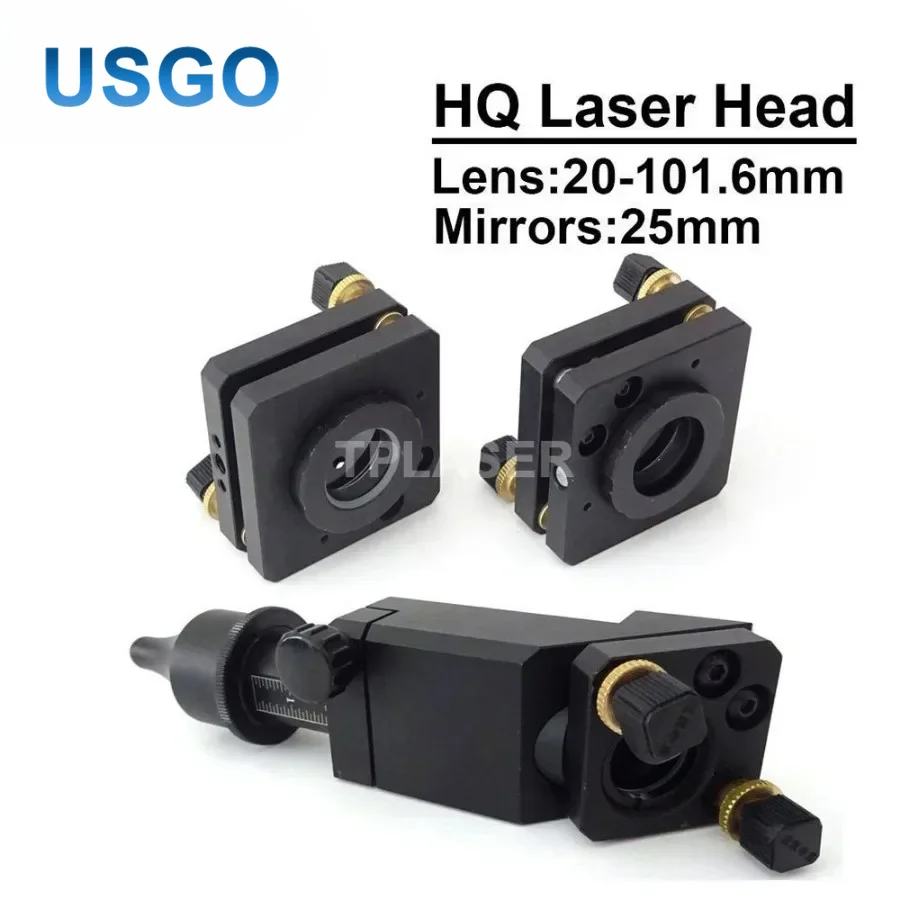 USGO CO2 Laser Head Set for Dia 20mm FL 101.6mm Focus Lens 25mm Mirror with Air Assist CNC Laser Engraver Cutter Machine