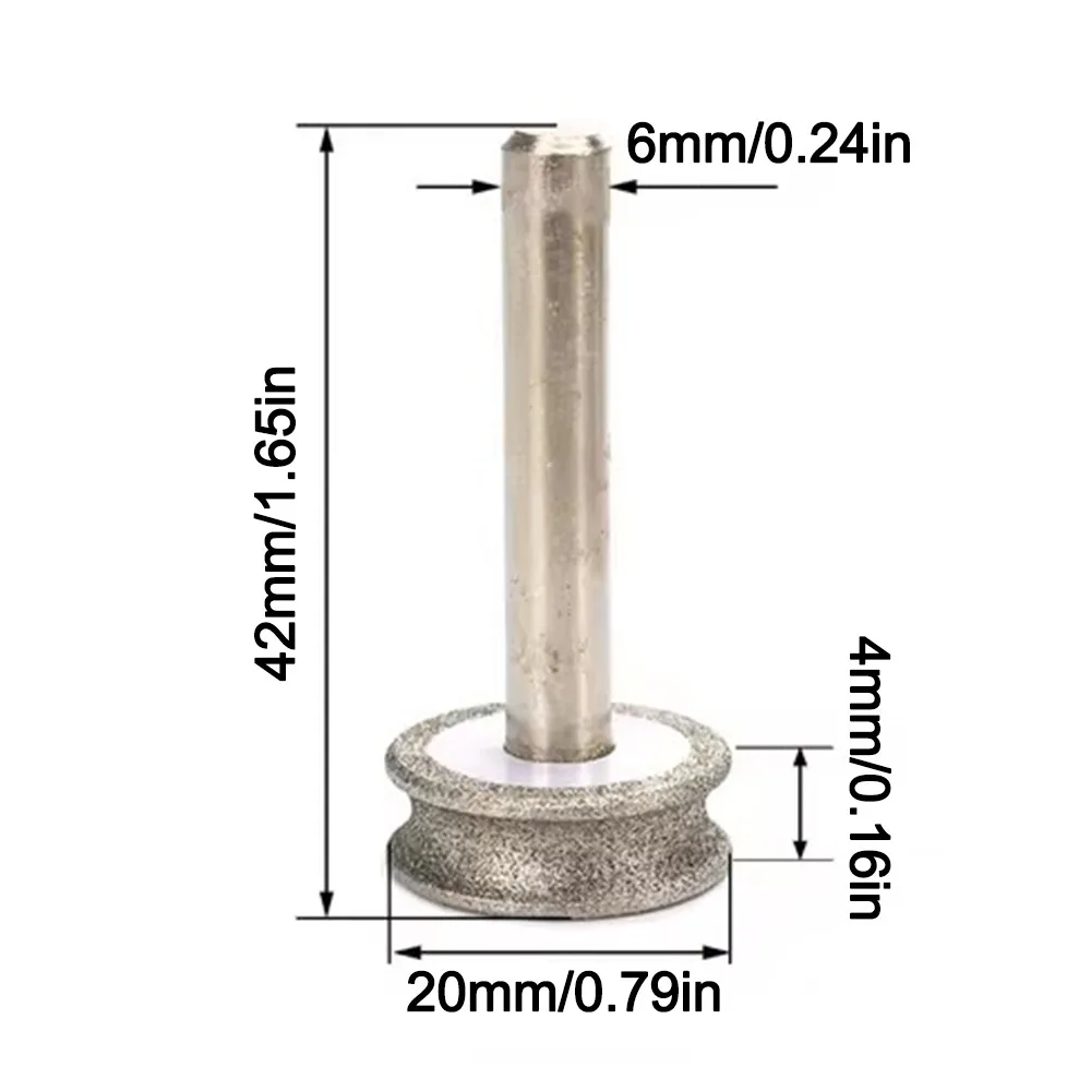

2-12mm Concave Diamond Grinding Wheel Shank Diameter 6mm Glass Round Burr Drill Bits Concave Diamond Polishing Wheel