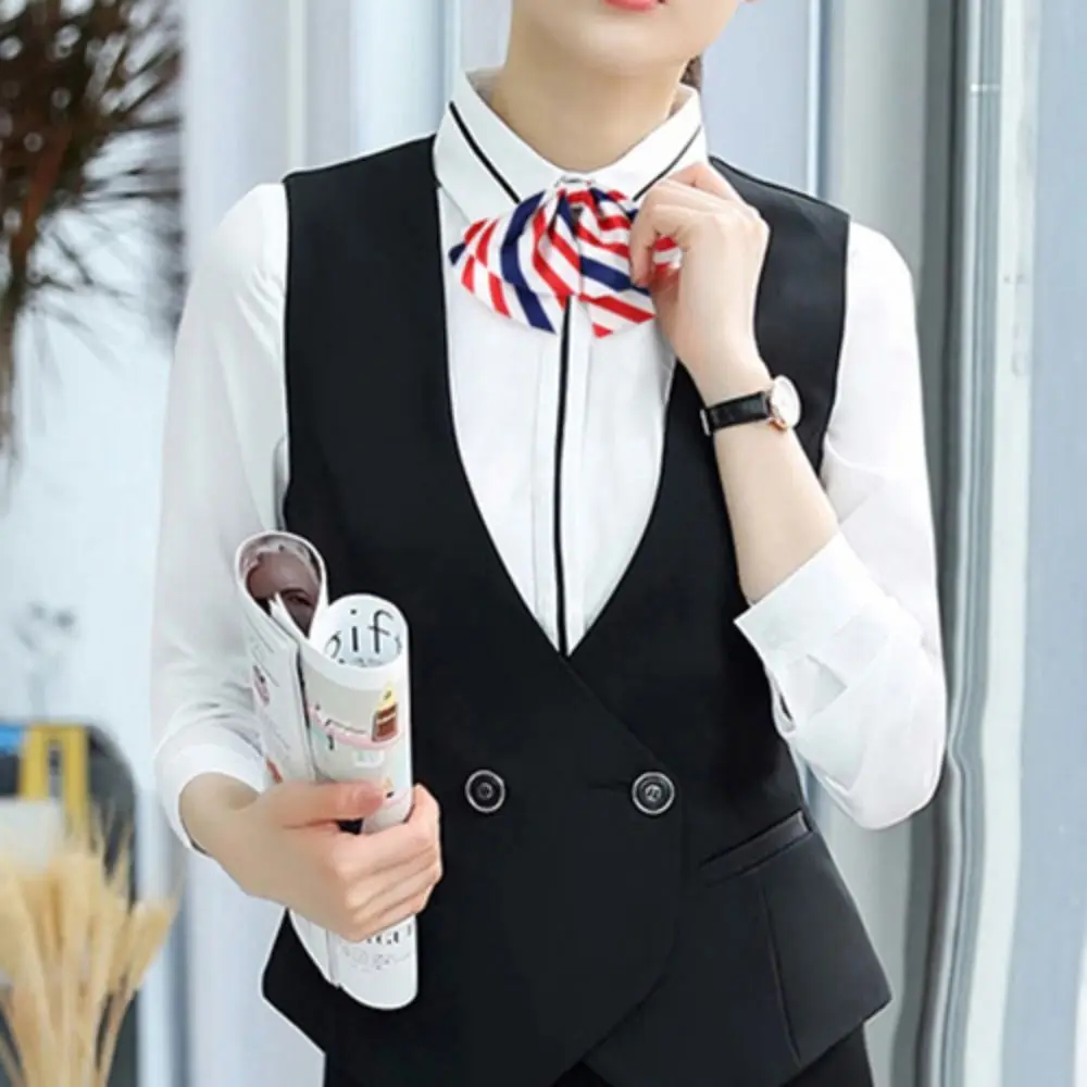 

Adjustable Airline Stewardess Necktie Korean Style Stripe Bank Teller Neck Tie Colorful Sailor Suit Bowtie Bowknot Neckties
