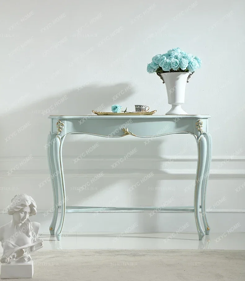A  French pastoral style European living room entrance high-end carved partition storage Xuanguan table  model