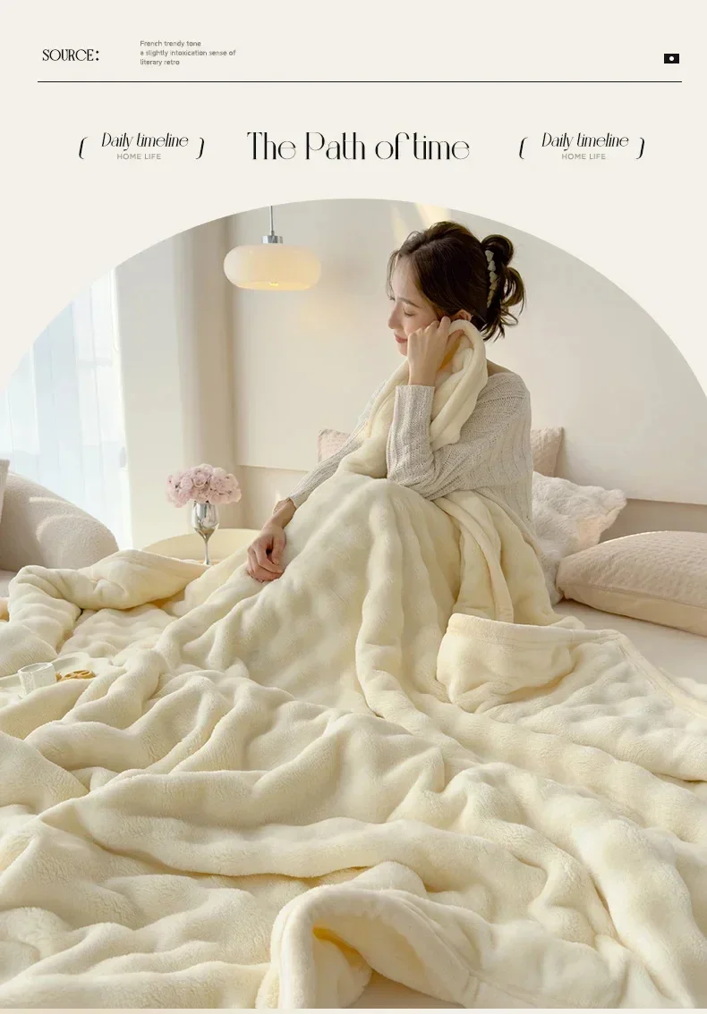 Einfarbige Flanell-Kaninchenfell-Decke, Nickerchen-Decke, Weiche Sofadecke, Korallenfleece-Überwurf für Schlafzimmer, Herstellergroßhandel – Detail 6