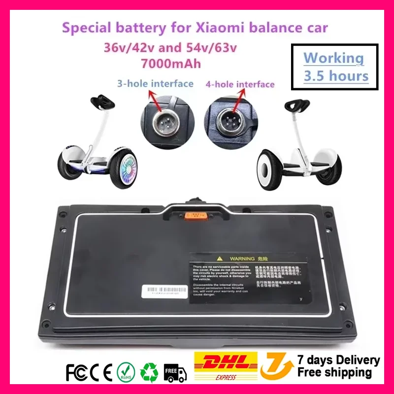 

Original Scooter 36V/54V For Xiao Mi Battery of No.9 balance car 36V 4400mAh 5000mAh 7000mAh lithium battery Working 3-5 hours
