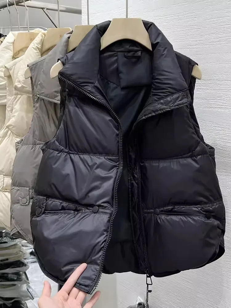 Women's down Cotton Vest Fashionable Outerwear Autumn Winter New Style Ladies Jacket European Style In-Style Zipper Closure S...