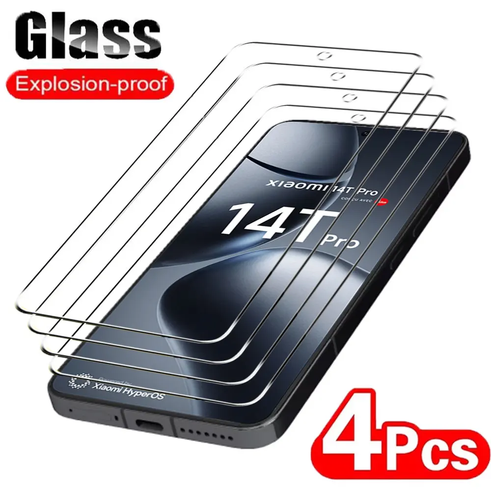 4PCS Tempered Glass For Xiaomi 14T 14 13 13T 11T 10T Pro 12 11 Lite Anti Scratch Screen Protector Clear Screen Protective Glass