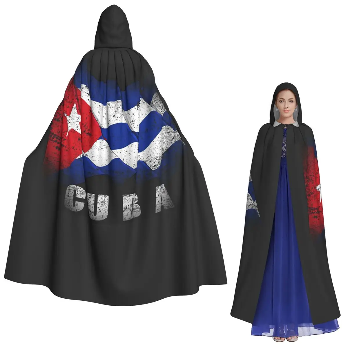 Cuba bandera de la Havana cubana capa larga con capucha patriótica cubana disfraz Medieval de bruja capa de Cosplay abrigo de Halloween adulto Unisex