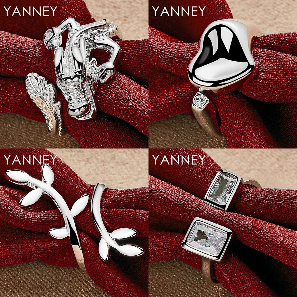 

Fashion 925 sterling silver open exquisite heart-shaped leaf ring women's charm accessories jewelry party wedding gift