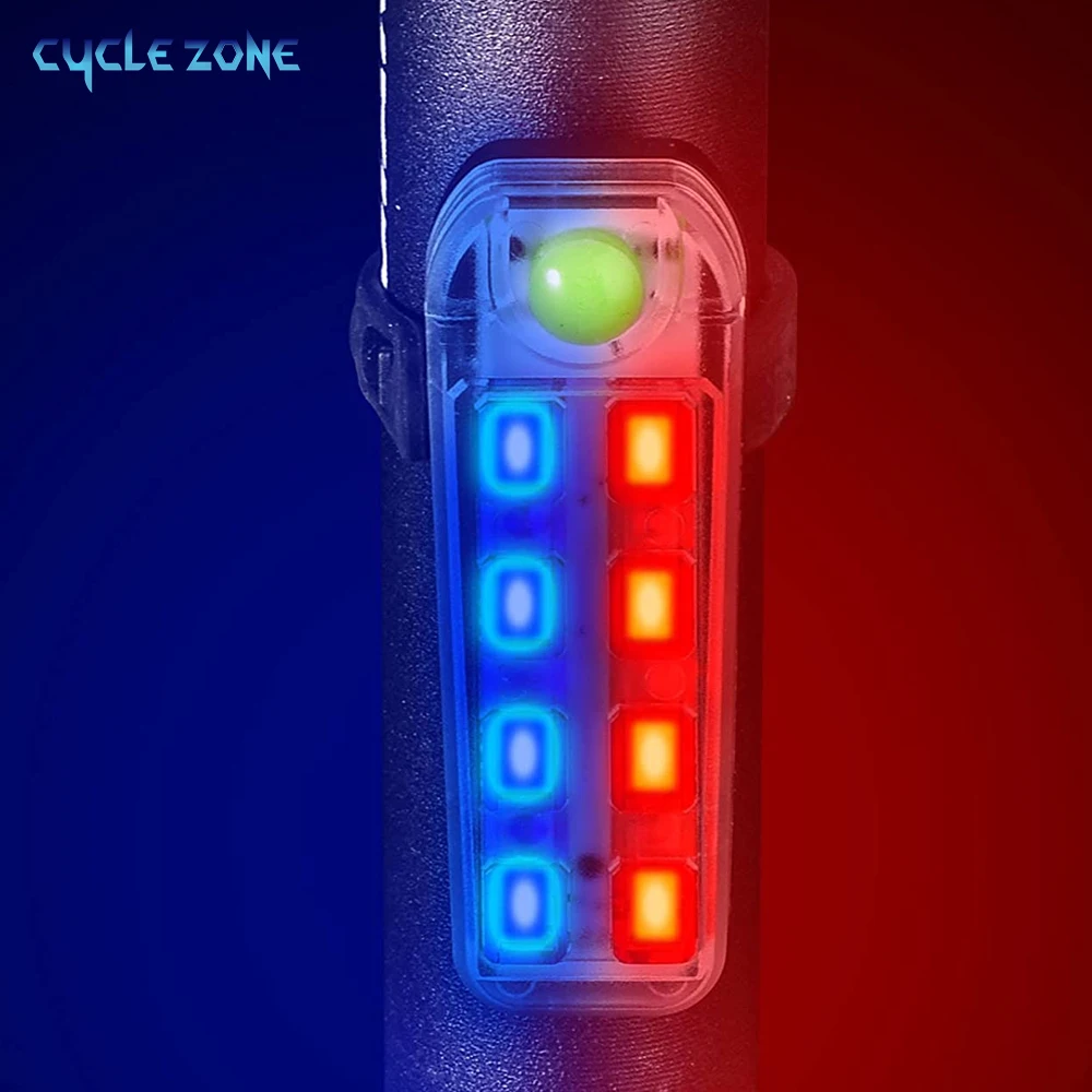 Bicycle Tail Light Safety Warning Red Blue Light Rechargeable Bike Rear Lights 8 LED Waterproof Outdoor MTB Cycling Taillight