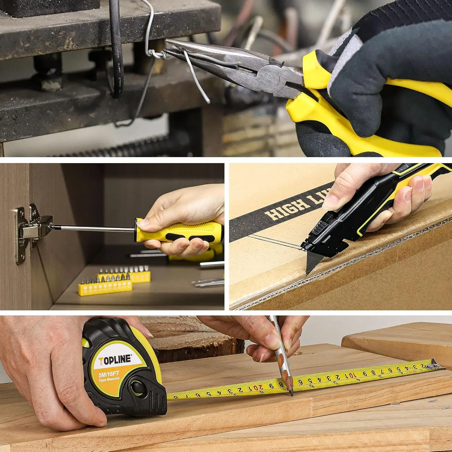 TOPLINE 390-Piece Hand Tool Kits for Home, 14-Inch Wide Mouth Tool Bag with Tools Included, Home Tool Set for Men, General Hom