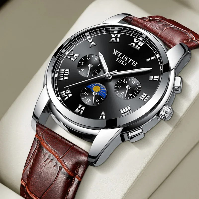 ساعة عمل رجالية من الفولاذ المقاوم للصدأ، ساعة يد كوارتز مضيئة مقاومة للماء، ساعة عصرية للسوق الخارجية