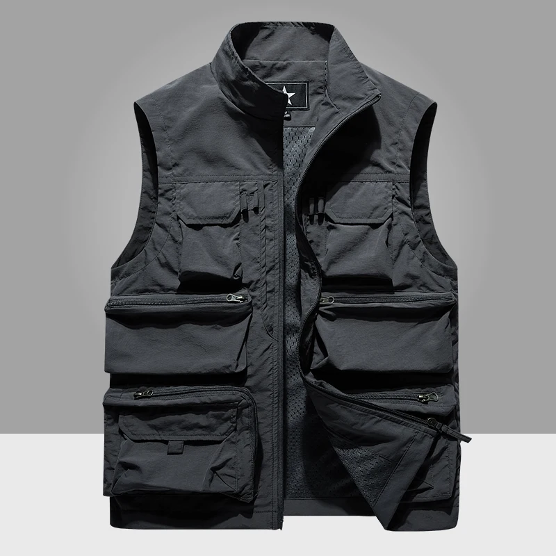 Summer Men  Tactical Vest Coat Casual Men\'s Photographer Waistcoat Mesh Work Sleeveless Jacket Tools Pocket Vest 6XL