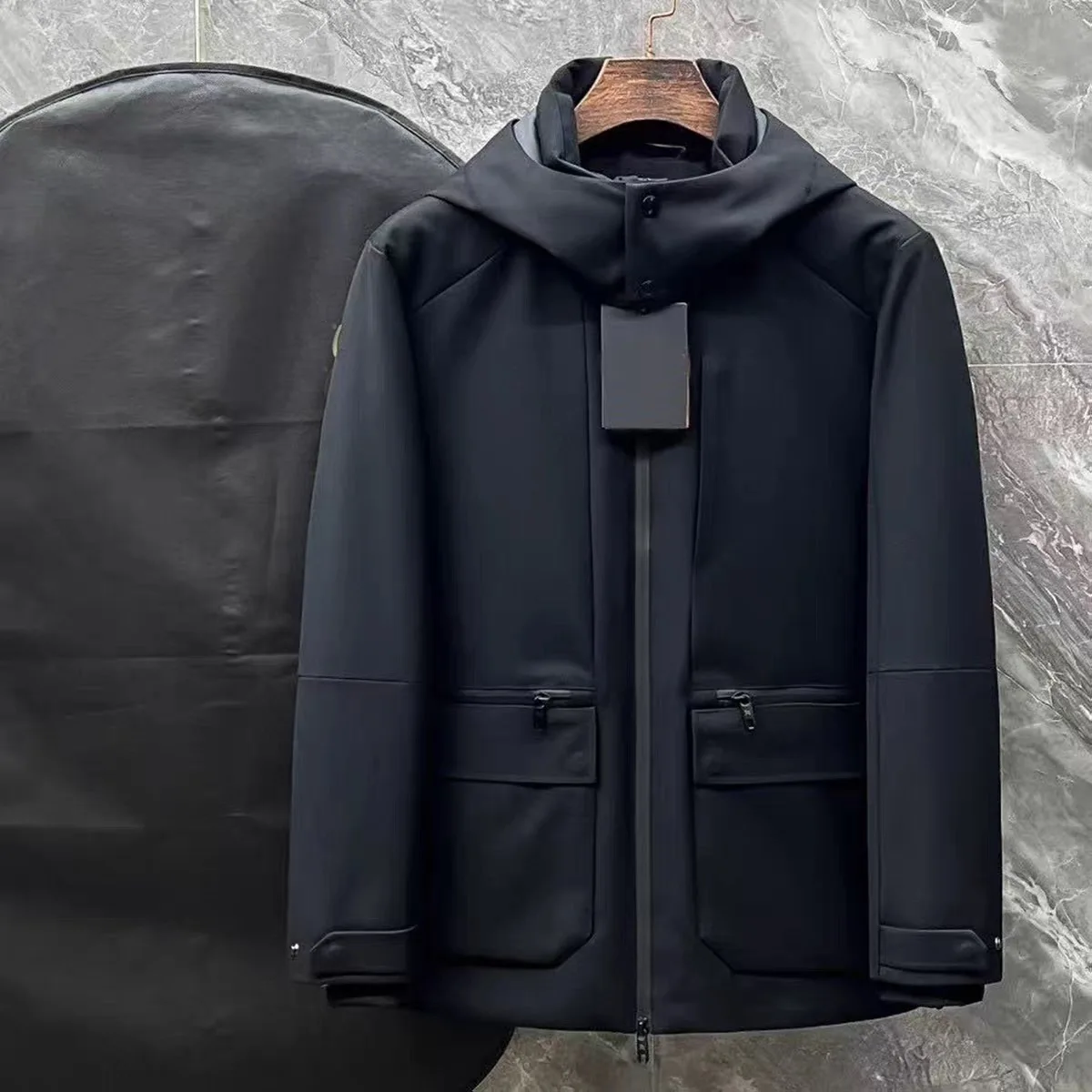 

Мужская повседневная пуховая куртка с капюшоном Double ket Busin Leisure Faion, простой дизайн, осень-зима, Новое поступление, подставка