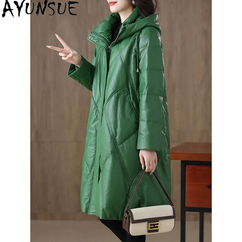 AYUNSUE véritable peau de mouton en cuir véritable veste femme longue Style vers le bas manteau femmes vêtements d'hiver nouveau dans les vêtements d'extérieur Casaco Feminino