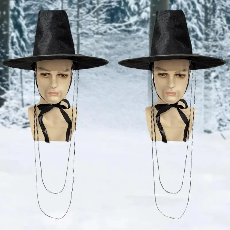 

Traditional Flat Top Hat Ming Dynasty Inspired Korean UV Protection Role-playing Cap, Black Halloween Cosplay Costume Accessory
