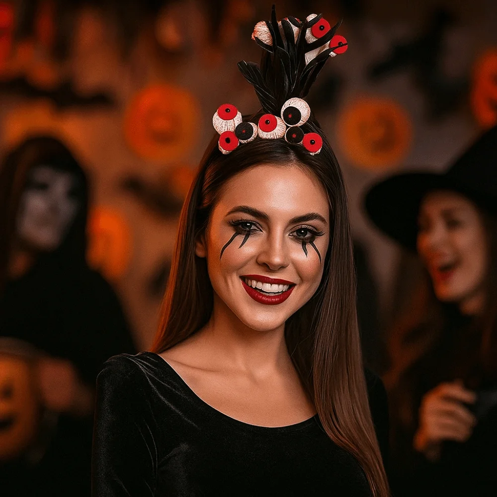 いたずら装飾バットハロウィンヘアフープカボチャゴーストスパイダーヘッドバンドメッシュポリエステルフェスティバルヘアアクセサリーマスカレードパーティー