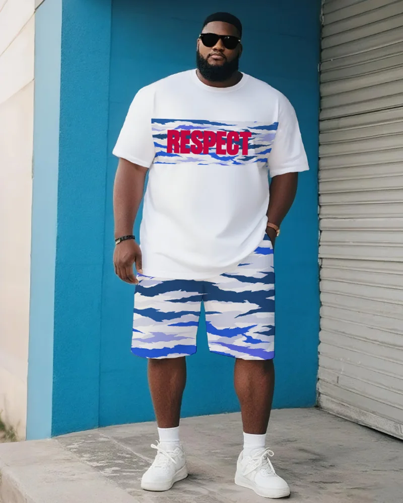 

Big & Tall S-9XL Men's Plus Size Casual Short-Sleeved T-Shirt Shorts Two-Piece Set