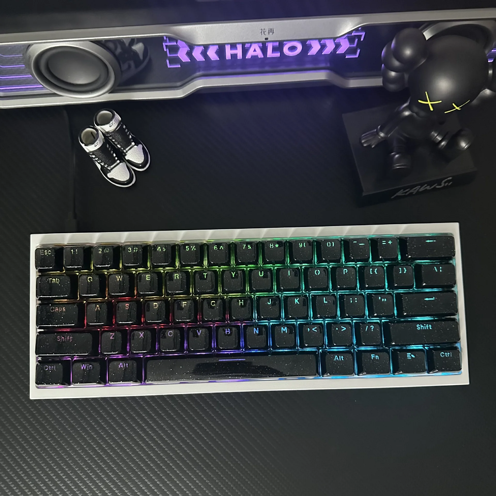 

130 клавишных колпачков Double Shot из PBT-пластика с эффектом звездного черного кристаллического желе для игровой механической клавиатуры