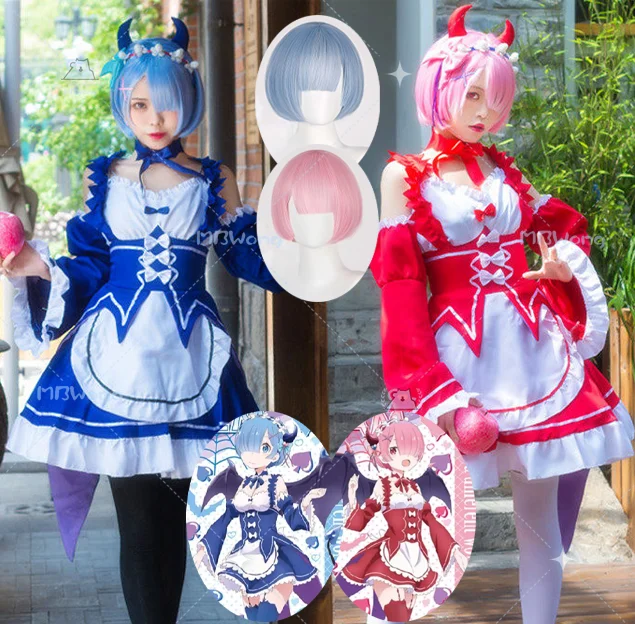 

Anime Re Zero Rem Cosplay Costume Ram Cosplay Maid Demon Little Devil Lolita Outfit For Hallowmas Party Adult Women Men Role