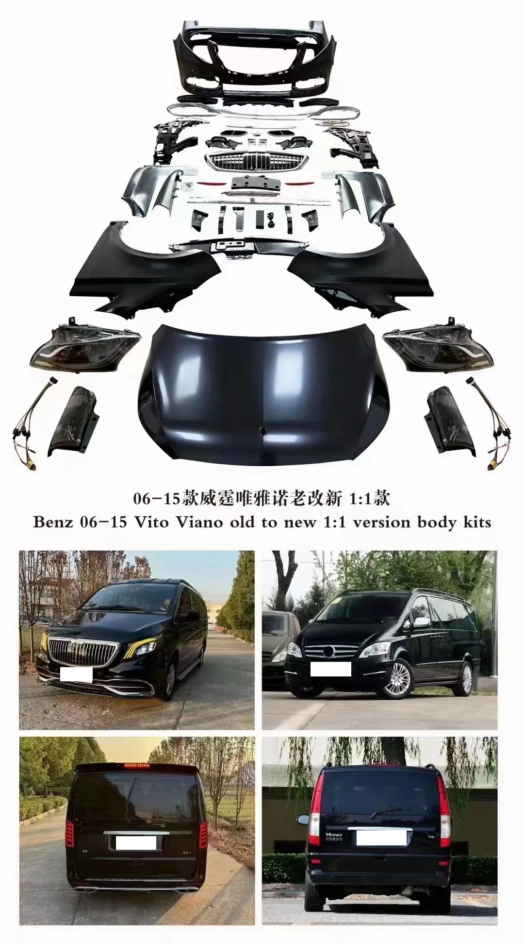 XLstyling car bumper facelift for Mercedes Benz Vito Viano 06-15 old to new 1:1 version body kit