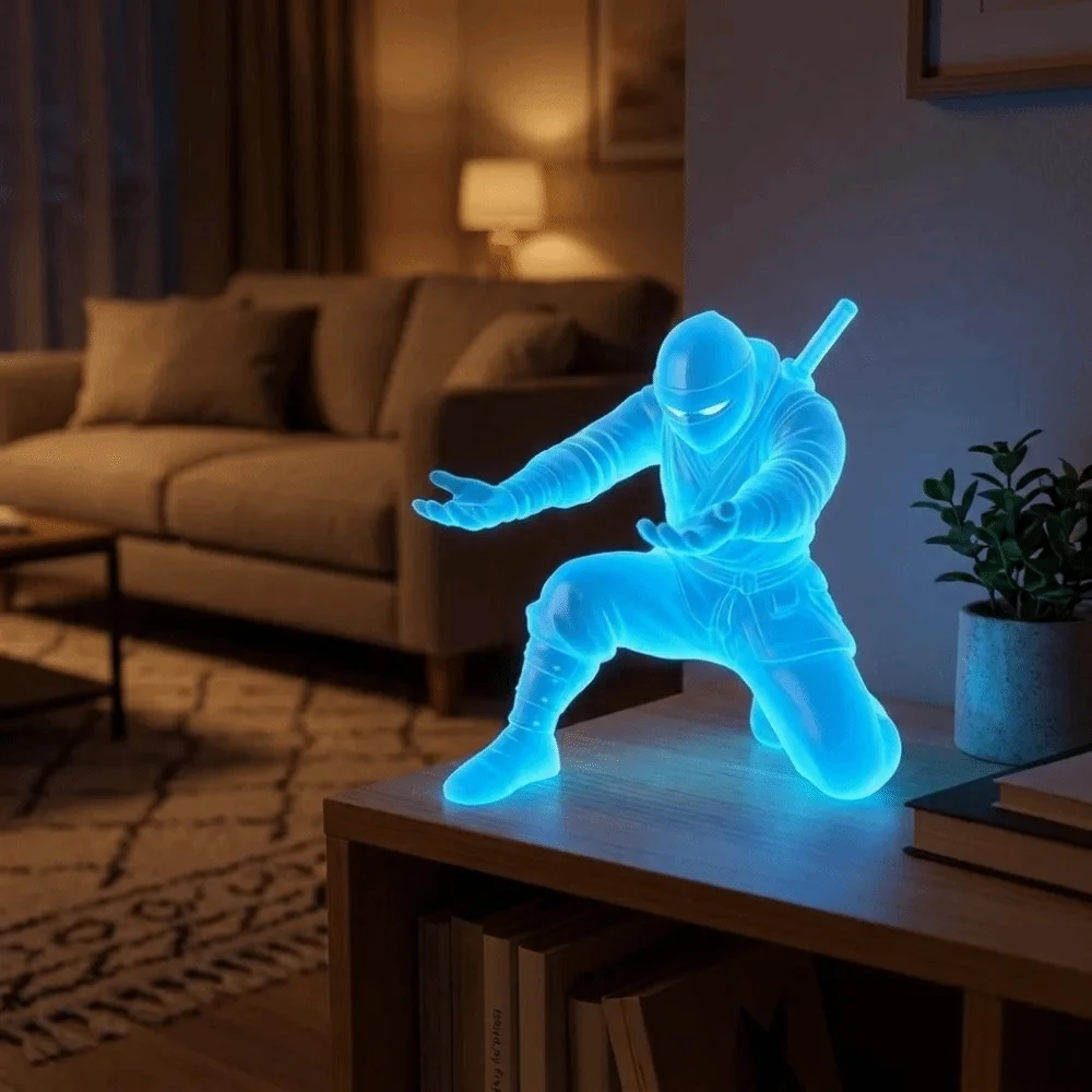 3D Printed Luminous Ninja Pen Holder Ninja Character Plastic Desk Ninja Ornament Multi-Functional Ninja Shaped Pen Stand Home