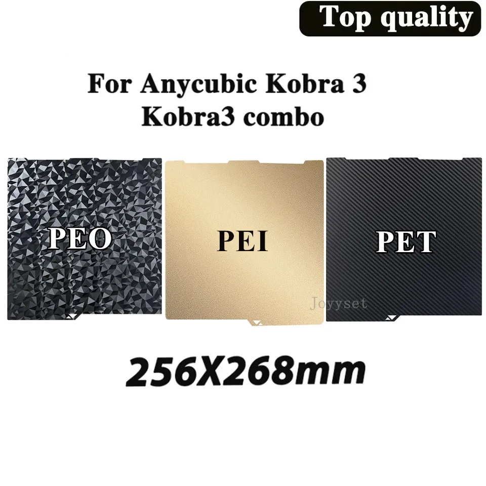 For Anycubi Kobra 3 Combo Build Plate 256x268 Spring Steel Sheet PEO PEI PET Sheet for Anycubic Kobra 3 Build Plate Accessories