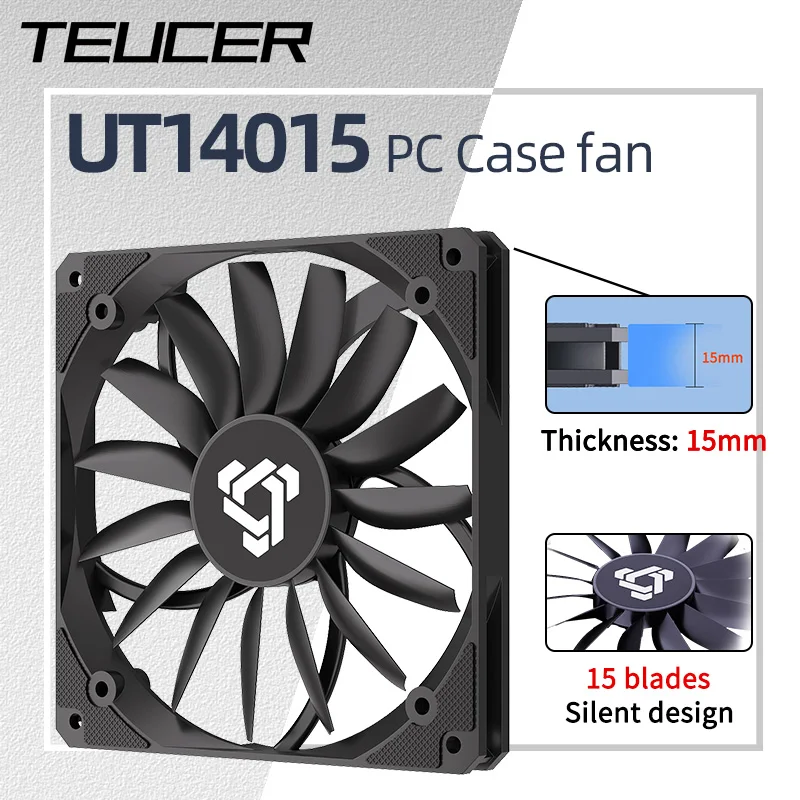 

Вентилятор для корпуса ПК Teucer 14 см, ультратонкий, толщина 15 мм, вентилятор для корпуса, 12 В/4 контакта, ШИМ PST, 300-1100 об/мин, низкий уровень шума, MFBD, охлаждающий вентилятор