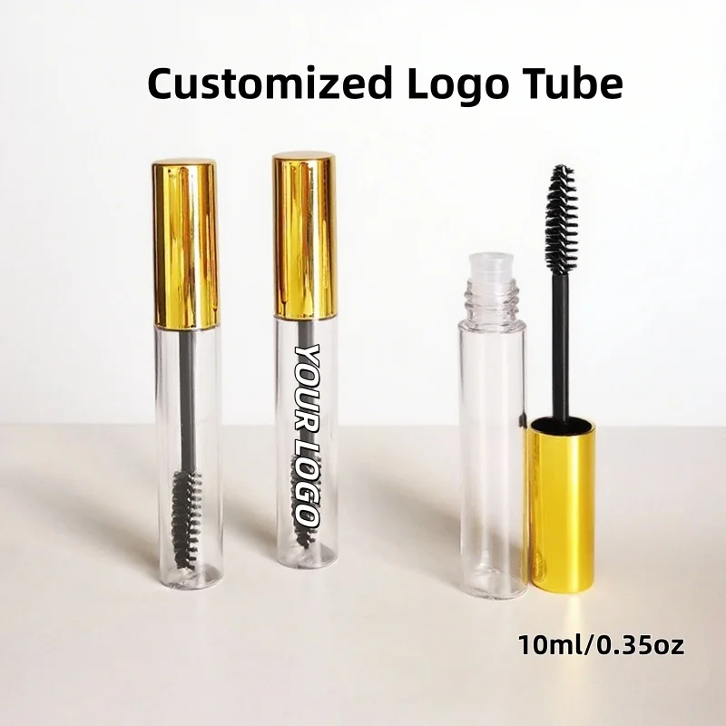 【ロゴカスタム】50個 カスタマイズ可能 10ml 電気メッキ リップカラーチューブ 丸型 アイブラック 空ボトル 少量カスタム工場