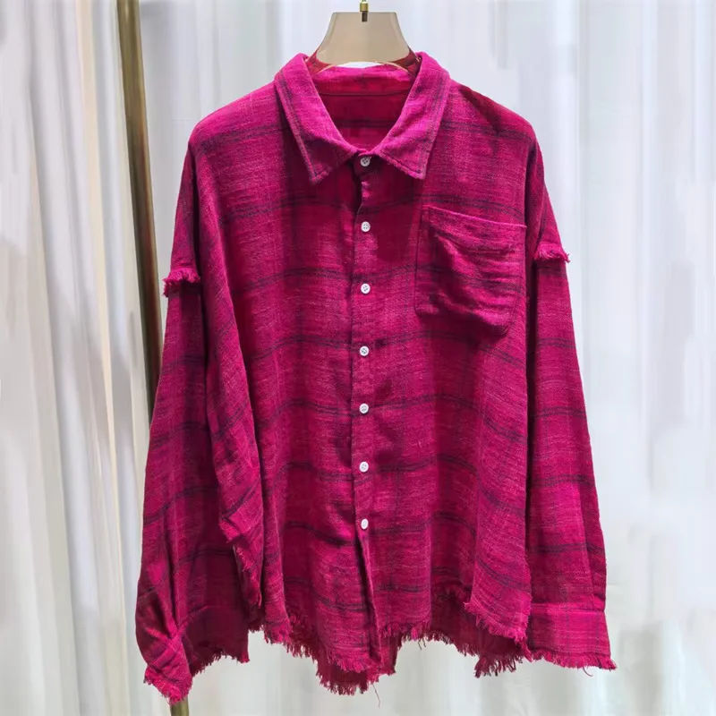 Women's shirt 2026 Autumn New Single breasted Loose Women's Long sleeved Top pure cotton plaid lapel women's blouse casual tops