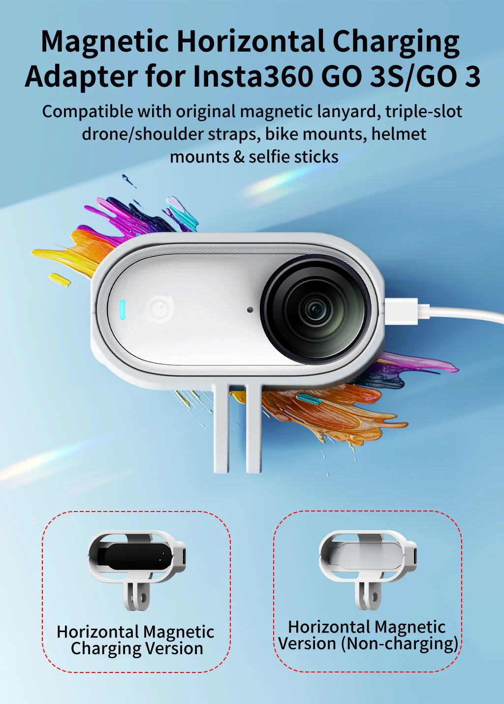 Magnetischer Schnellwechseladapter für Insta360 GO 3S/GO 3, Ladehalterung, vertikale horizontale Action-Kamerahalterung, Schutzrahmen – Detail 11
