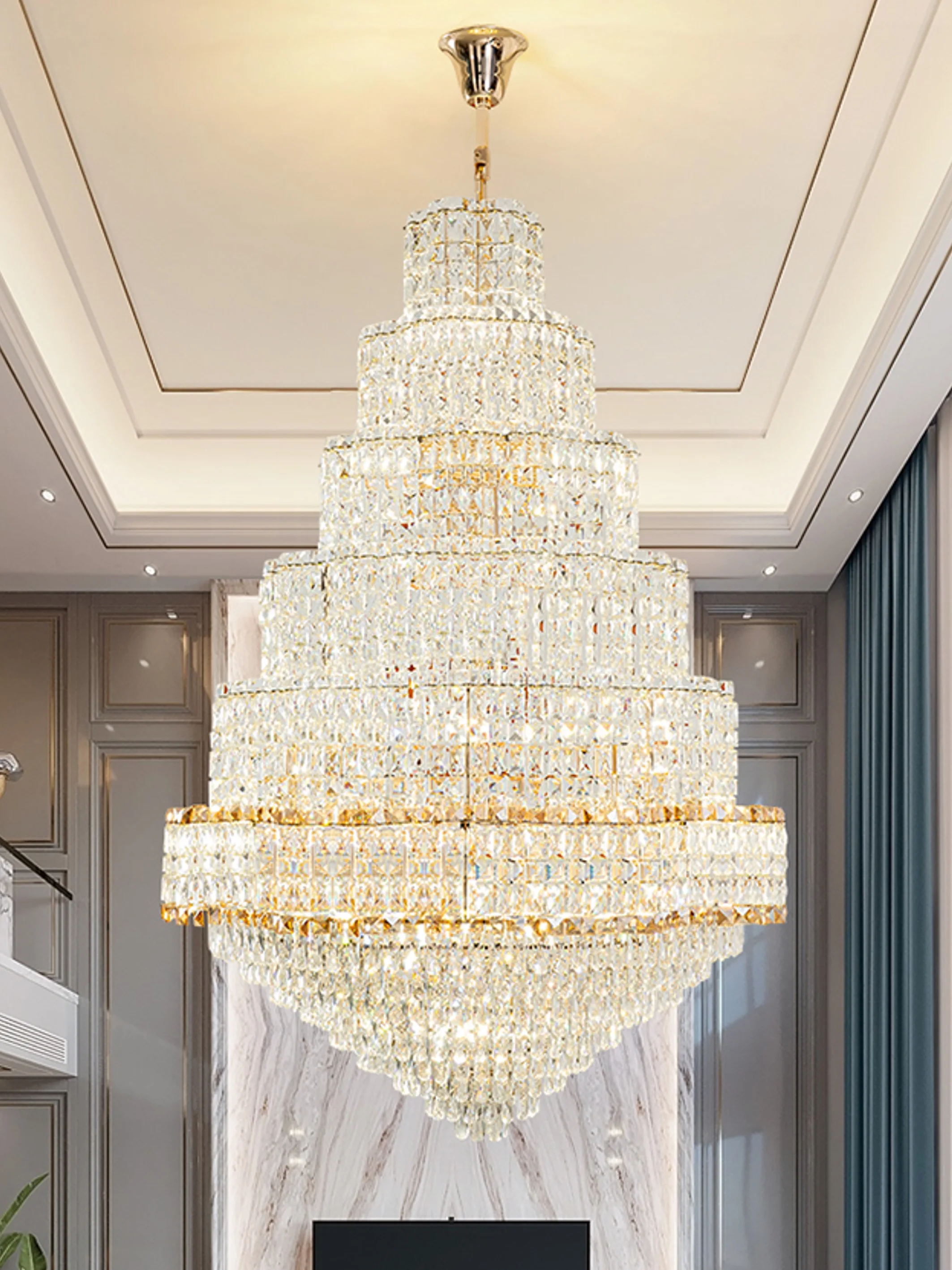 French Large Crystal Chandeliers American A Class K9 Crystal Pendant Lights Fixture Luxury Shining Droplight LED Hanging Lamps