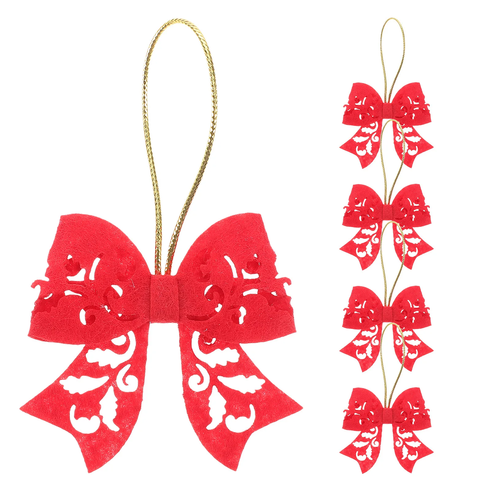

5Pcs Red Bow Ornaments for Holiday Tree Elegant Hanging Decorations Crafted Elegance Cotton Bow for Presents