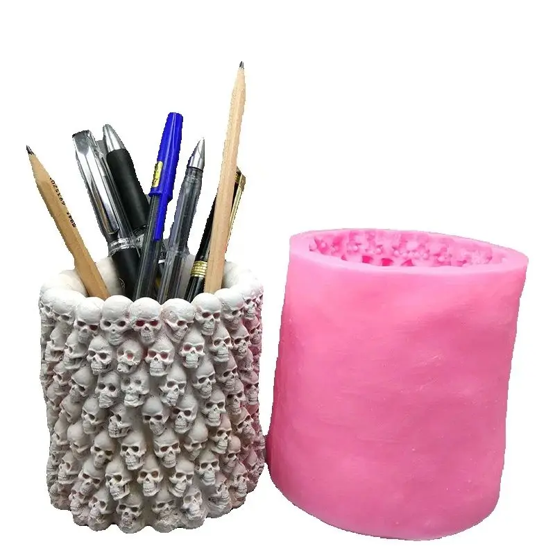 

Маленький держатель для ручки с черепом, силиконовая форма, переворачивающаяся смола, гипсовая свеча, изготовление бетонных кристаллов, капельница, инструмент, сделай сам, орнамент ручной работы