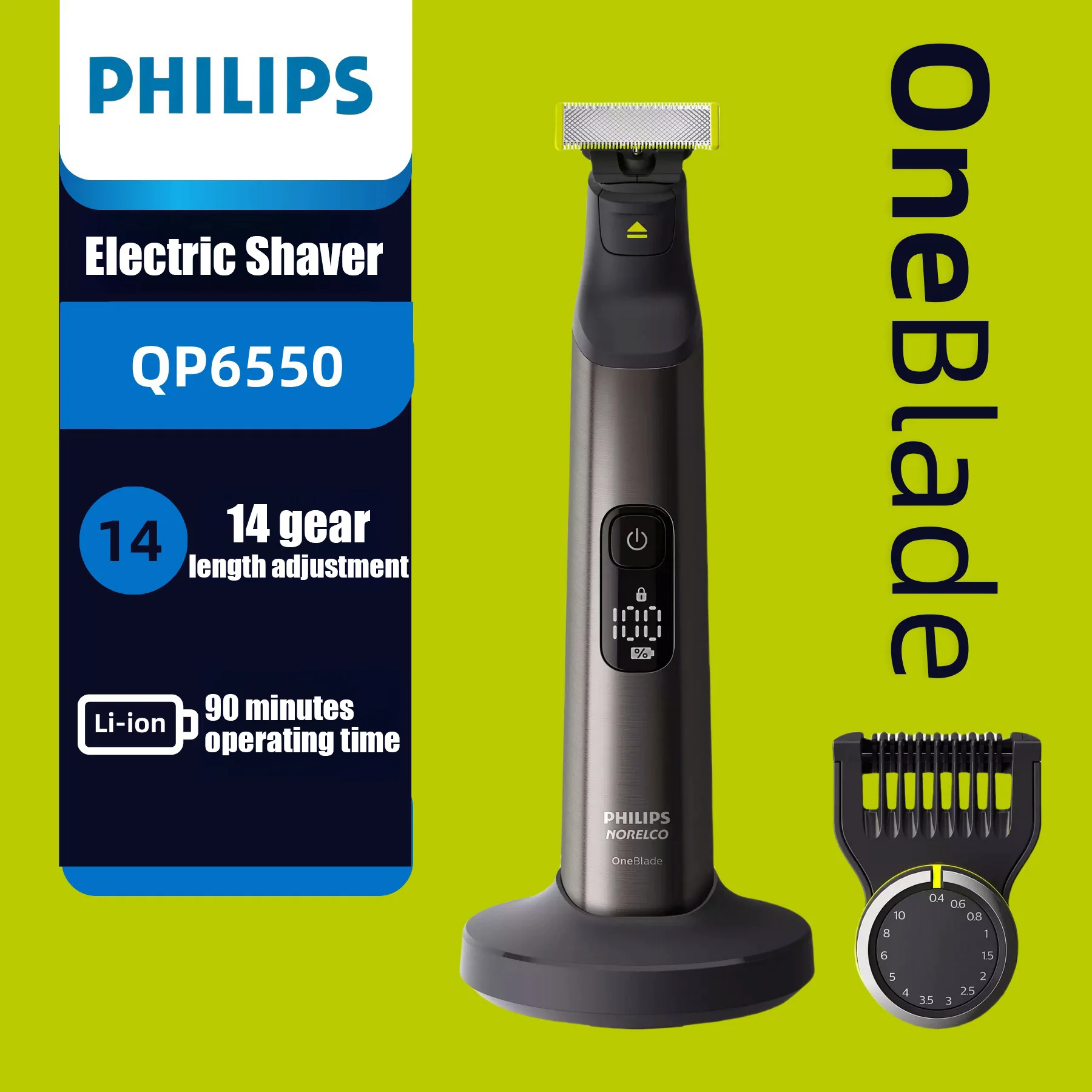 Philips Norelco OneBlade QP6550 Face Hybrid Electric Beard Trimmer and Shaver for Man