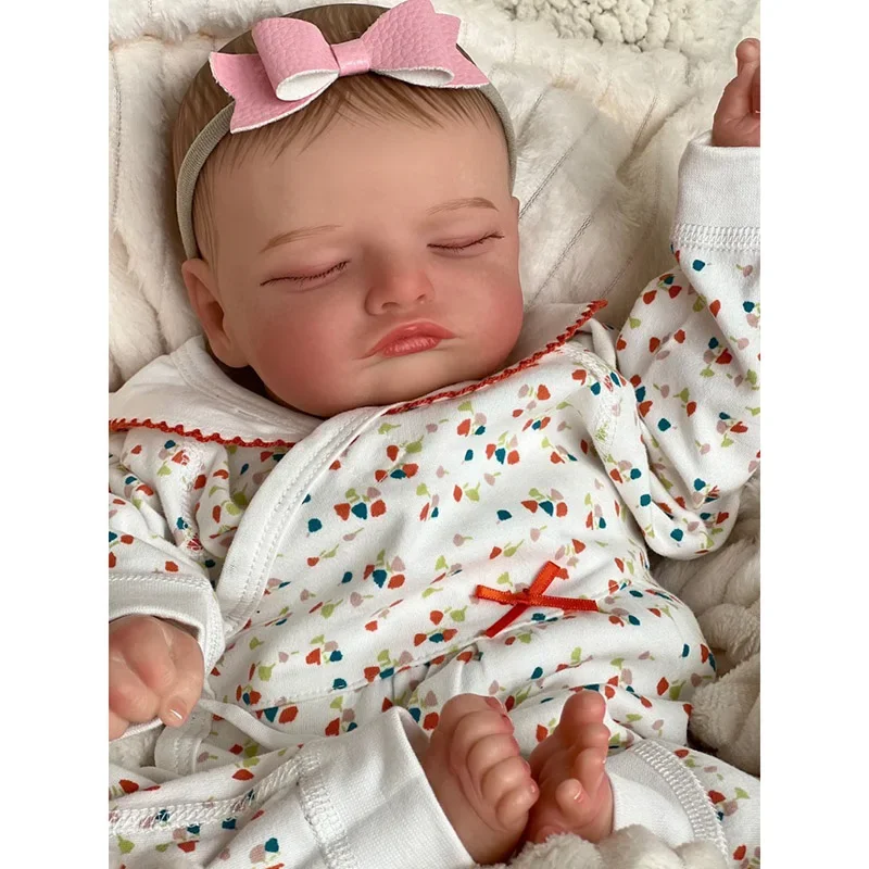 

50cm Reborn Baby Doll Rosalie Newborn Reborn Baby Girls Lifelike 3D Skin Venis Hand-Drawing Hair Handmade Toys Gifts