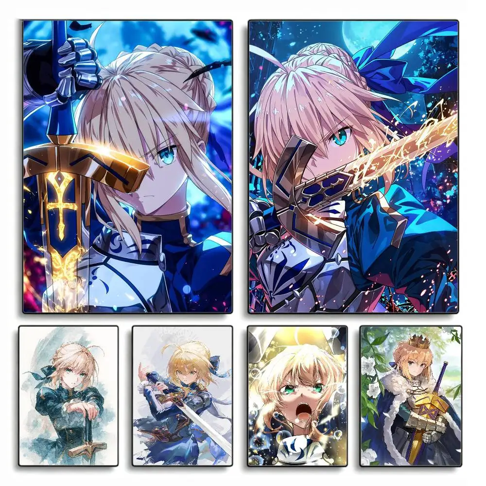 

Artoria P-Pendragon S-Saber Fate Fgo FSN Poster HD Self Adhesive Waterproof Wall Art Ideal for Home Office Dorm Gift