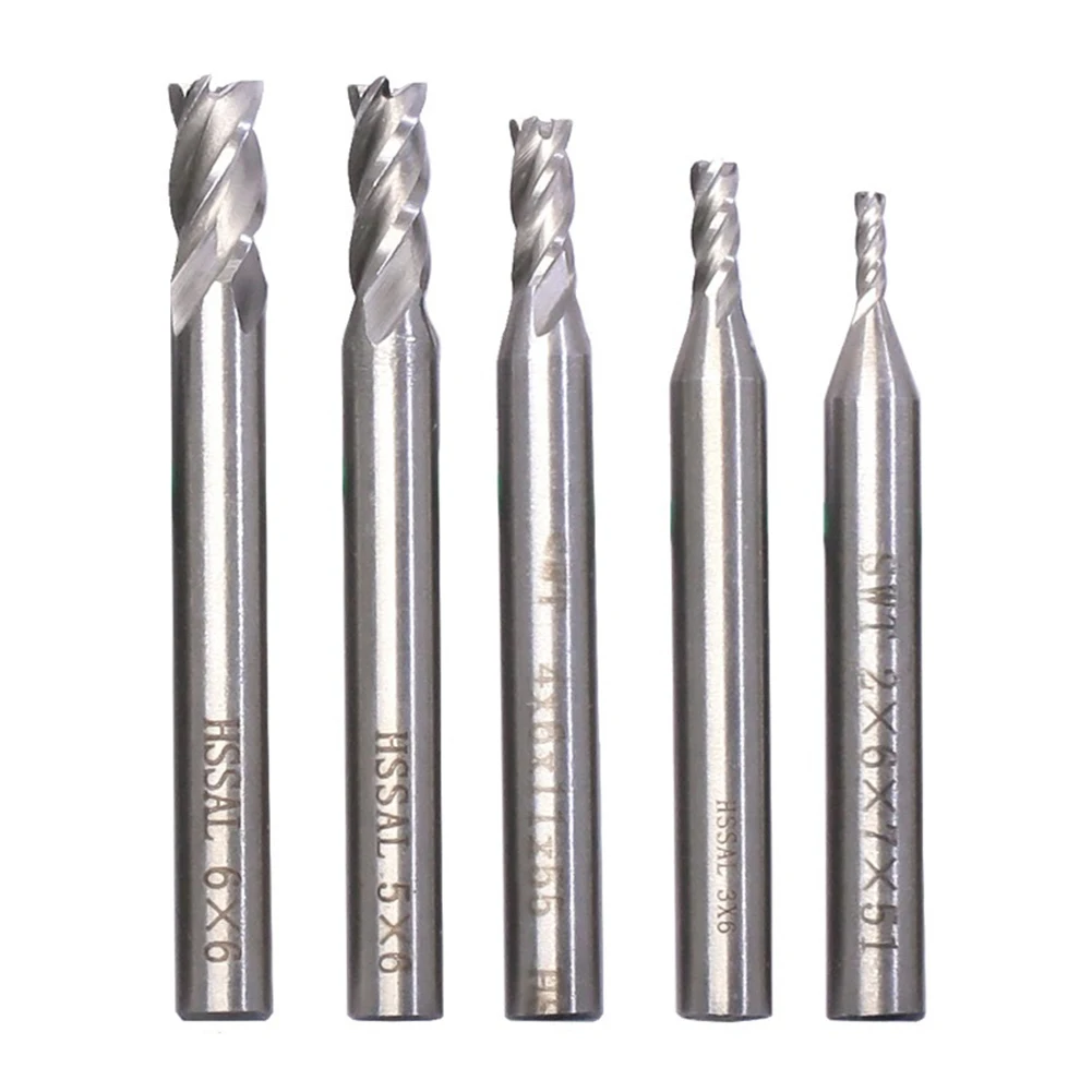 

5pcs Carbide 4 Flutes CNC HSS End Milling Cutter Slot Drill Bit Set for Die Steel Cast Iron Carbon Steel Alloy Steel Tool Steel